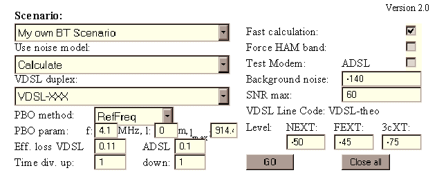 Screen dump of the GUI setup window
